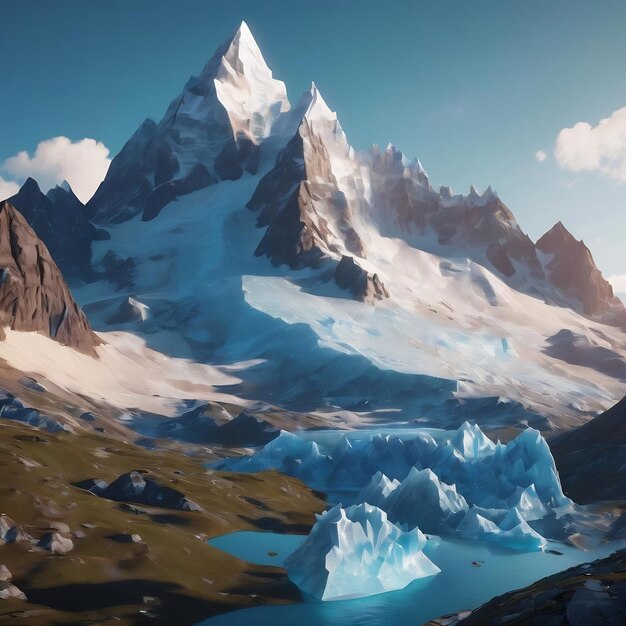 Montagne de glace à polygone bas 3d