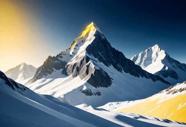 Photo une montagne avec une lumière jaune et le mot soleil dessus