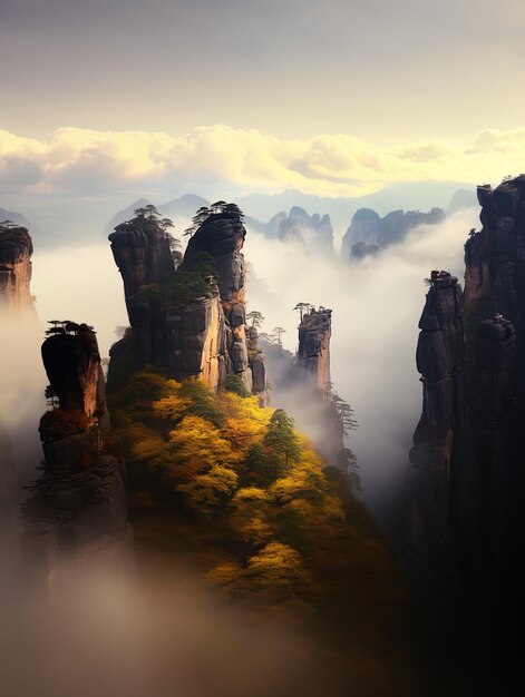 Photo une montagne avec une montagne en arrière-plan et un arbre au milieu