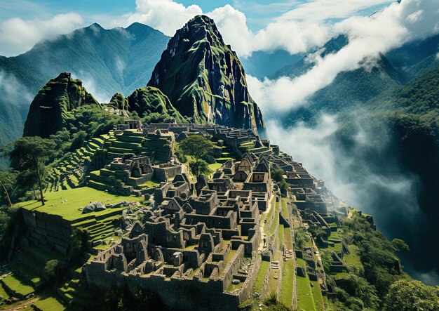 Photo une montagne avec une montagne en arrière-plan et une montagne au milieu