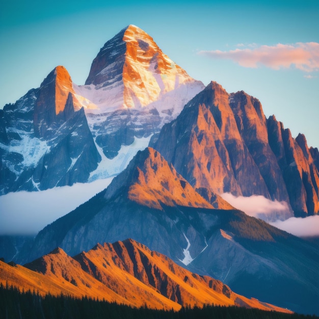 Une montagne avec une montagne en arrière-plan et le mot " j'aime " au sommet.