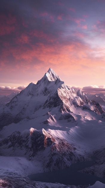 Une montagne avec de la neige dessus