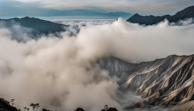 Photo une montagne avec un nuage au milieu