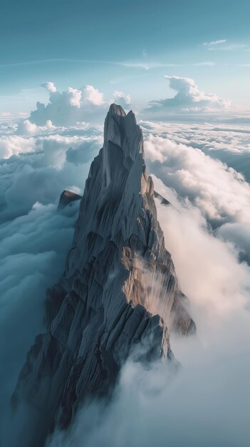 Photo la montagne qui s'élève au-dessus des nuages, une photo du monde naturel