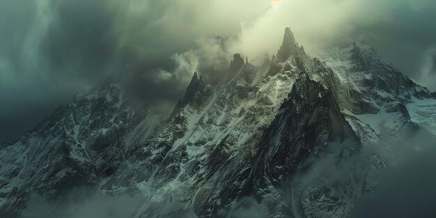 Photo une montagne avec un soleil en arrière-plan