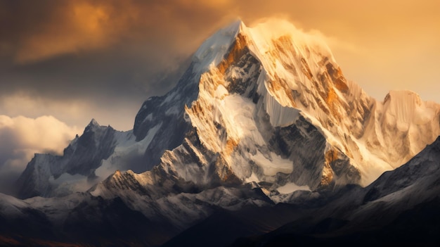 Photo une montagne avec un très haut sommet en arrière-plan