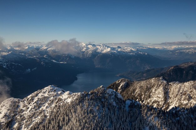 Montagnes aériennes de fond nature canadienne