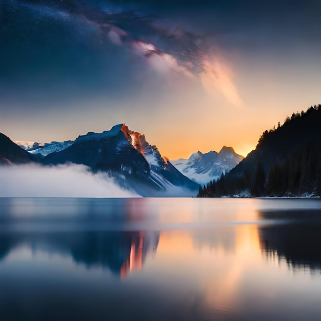 Montagnes au coucher du soleil Beau paysage naturel en été