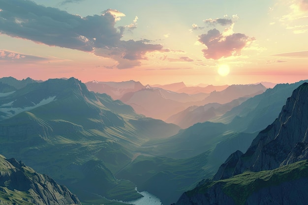 Les montagnes au coucher du soleil Beaux paysages naturels en été
