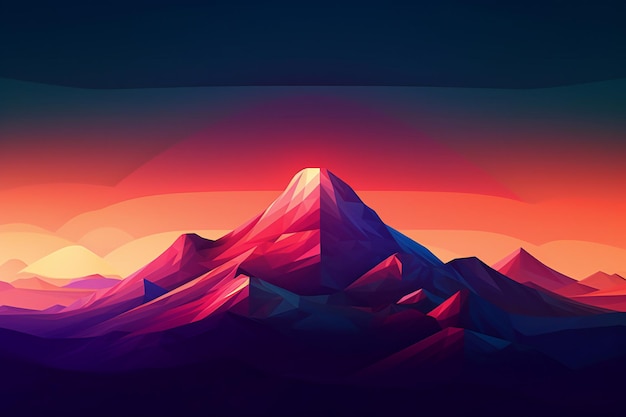 Montagnes au coucher du soleil illustration d'une chaîne de montagnes au soleil