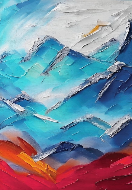 Montagnes colorées de peinture artistique