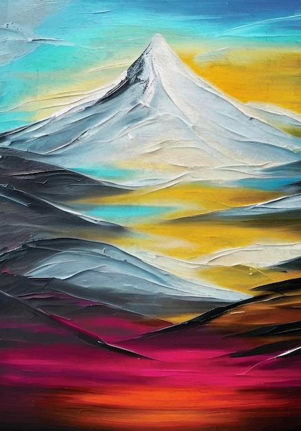 Montagnes colorées de peinture artistique