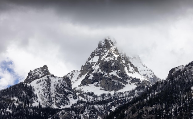 Montagnes couvertes de neige dans la saison de printemps du paysage américain