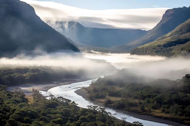 des montagnes couvertes de nuages