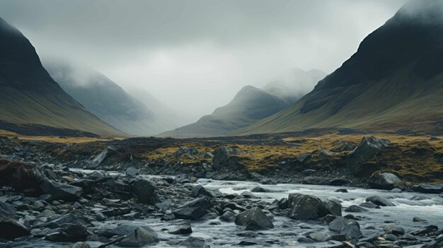 des montagnes dans le style des paysages écossais