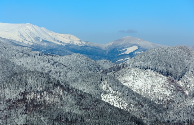 Montagnes enneigées d'hiver des Carpates Ukraine