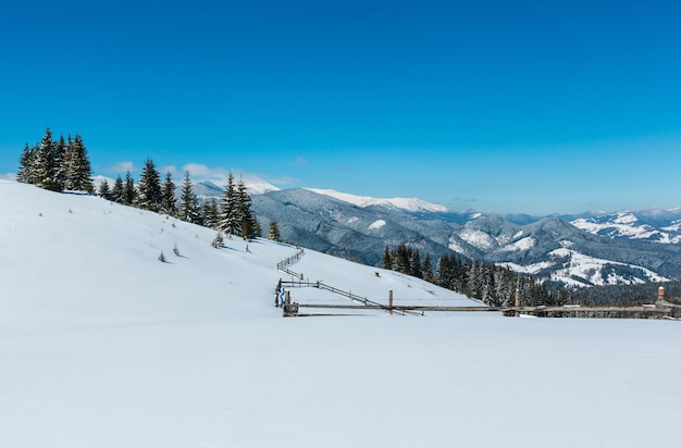 Montagnes enneigées d'hiver des Carpates Ukraine