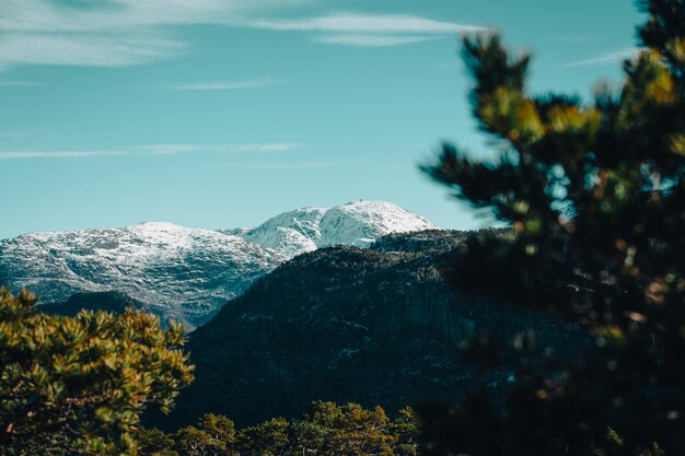 Les montagnes enneigées de Norvège Une vue magnifique sur les montagnes