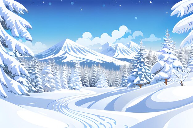 Des montagnes enneigées avec un paysage hivernal