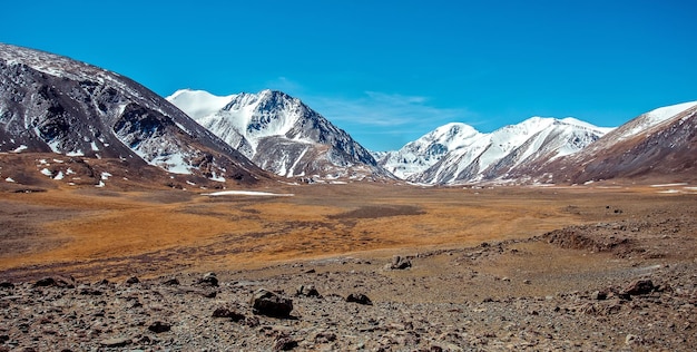 Montagnes enneigées Russie Sibérie Montagnes de l'Altaï Crête de Chuya
