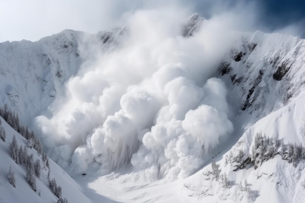 Montagnes massives d'avalanches Générer Ai