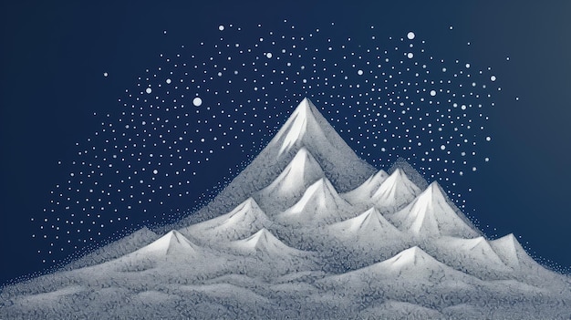 Montagnes minimalistes abstraites faites de points Montagnes d'art de points pour l'hiver