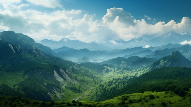 Montagnes avec des nuages