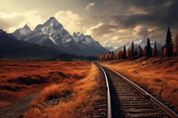 Les montagnes panoramiques du chemin de fer génèrent Ai