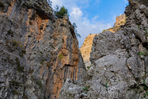 Montagnes Rocheuses en Turquie Végétation sur des rochers de pierre Image détaillée du terrain montagneux