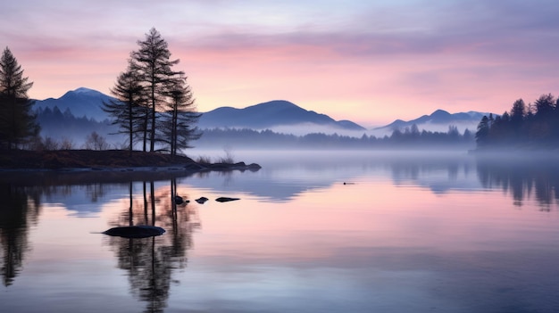 les montagnes sont au loin avec un lac au premier plan