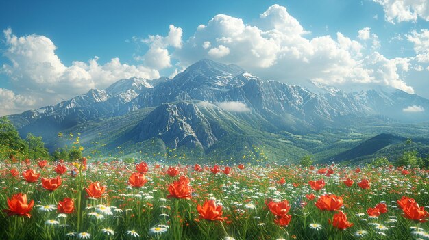 Photo les montagnes de titans embrassées par les nuages perçoivent la toile bleue claire