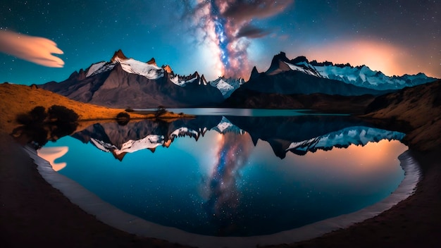 Photo montagnes torres del paine au chili avec un ciel étoilé