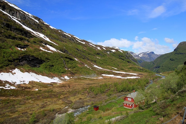 Montagnes et vallées le long de la Flamsbana Flam Railway Norway