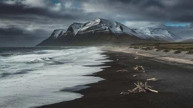 Les montagnes de Vestrahorn dans le Stokksnes en Islande