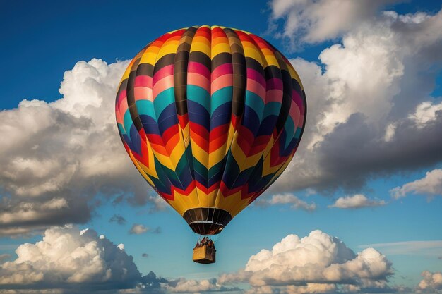 Une montgolfière colorée flottant au-dessus des nuages