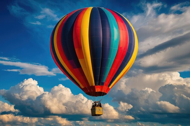 Une montgolfière colorée flottant au-dessus des nuages