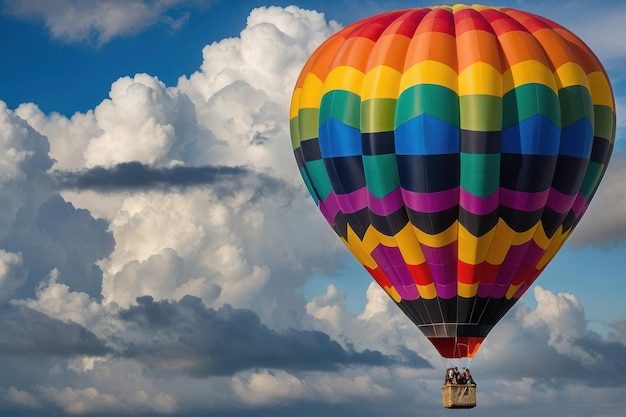 Photo une montgolfière colorée flottant au-dessus des nuages