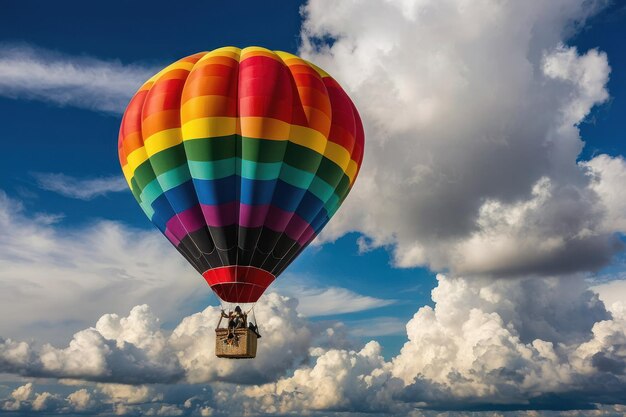 Une montgolfière colorée flottant au-dessus des nuages