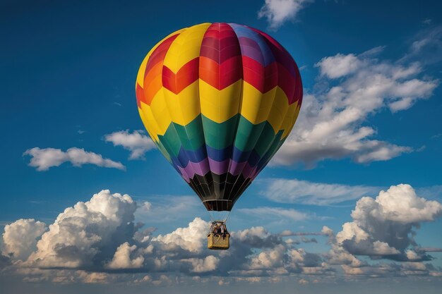 Photo une montgolfière colorée flottant au-dessus des nuages