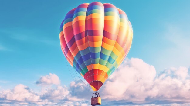 Une montgolfière colorée flottant dans le ciel, illustration générée par l'IA