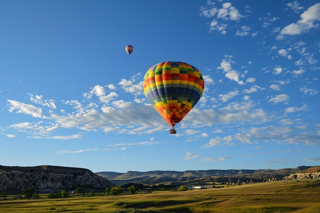 Une montgolfière colorée flottant gracieusement