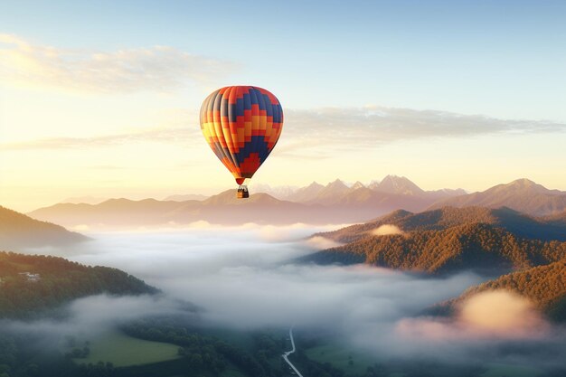 Une montgolfière colorée s'élève dans le comte 0097 00