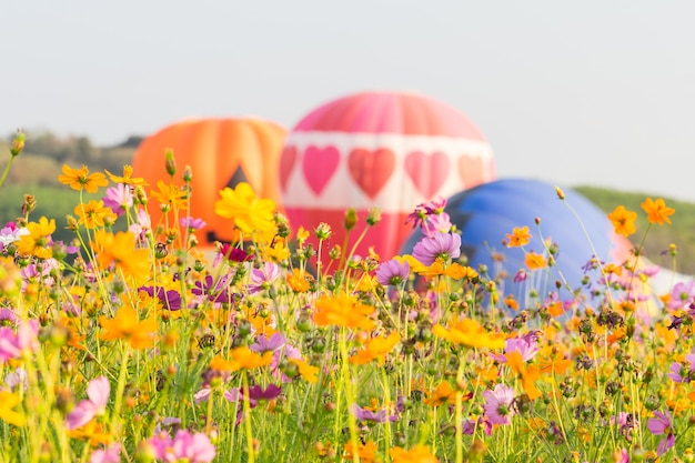 Photo montgolfière couleur sur fond de ciel bleu