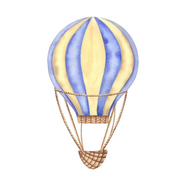 Photo montgolfière illustration à l'aquarelle sur fond isolé un voyage dans le ciel chambre d'enfant