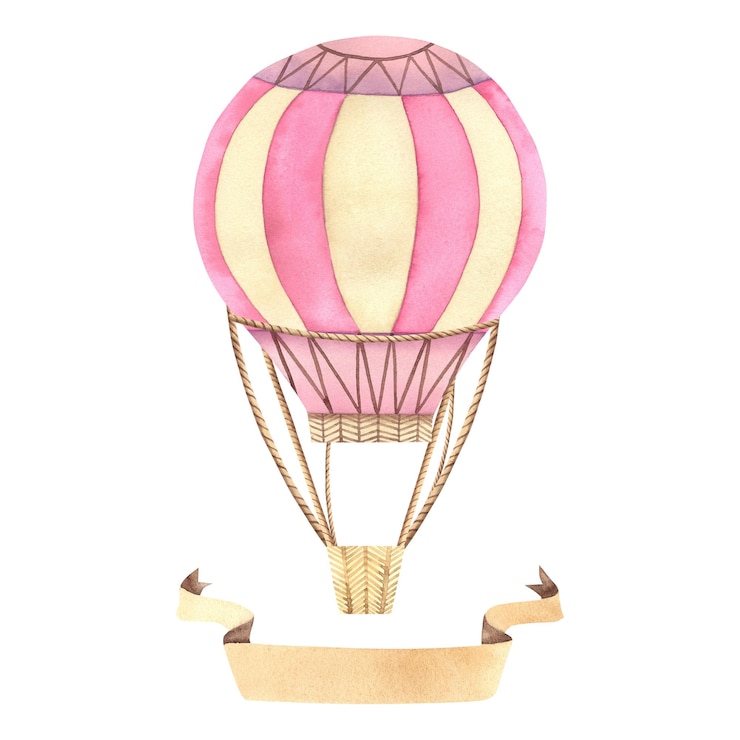 Photo montgolfière illustration à l'aquarelle sur fond isolé un voyage dans le ciel chambre d'enfant