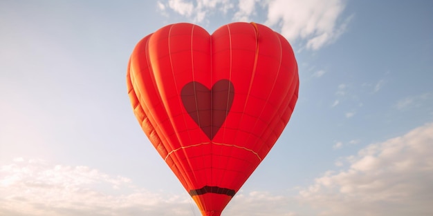 Une montgolfière rouge avec un coeur dessus