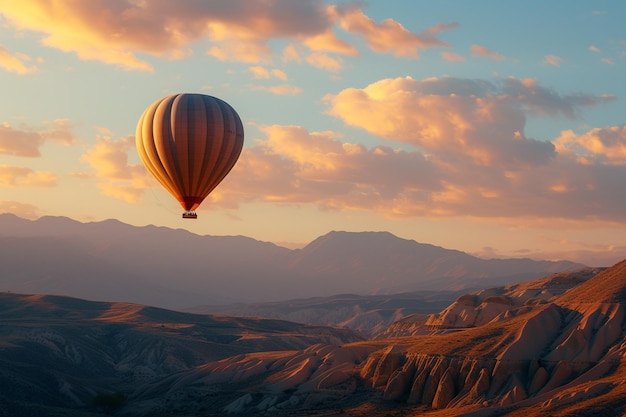 Une montgolfière survolant la montagne