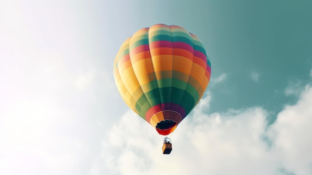 Une montgolfière vole dans le ciel.