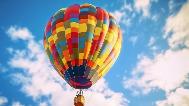 Photo montgolfières colorées volant dans le ciel concept de voyage et de transport aérien ia générative