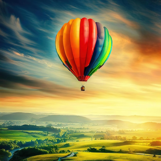 Les montgolfières flottent gracieusement au-dessus du sol en embrassant le ciel bleu